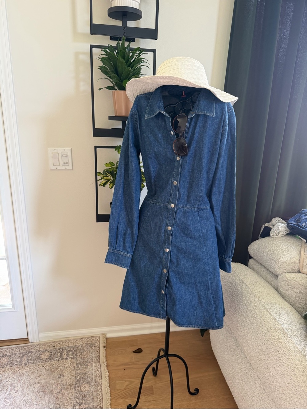 Tommy Hilfiger Denim Button-Front Shirt Jean Dress - Blue